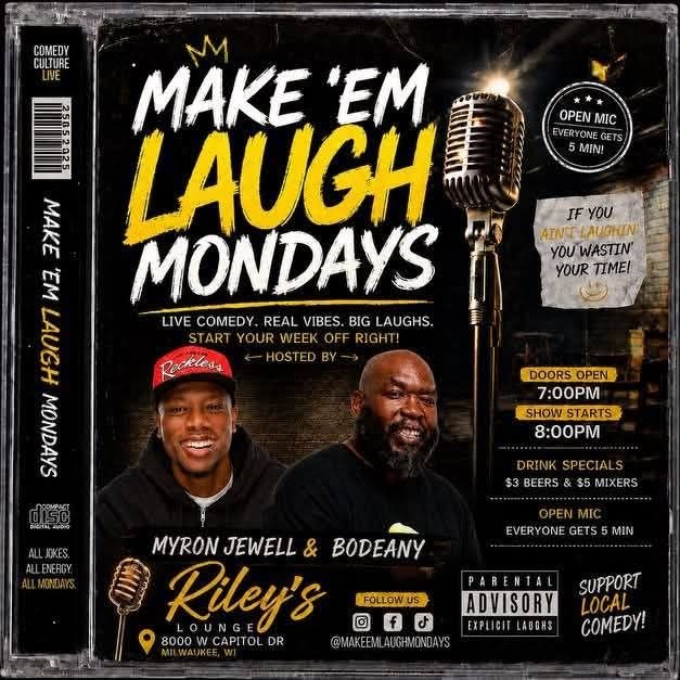 Make 'Em Laugh Mondays flyer